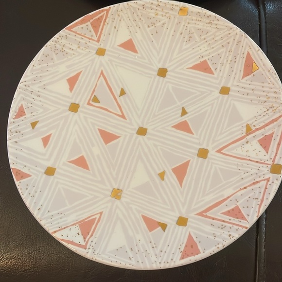 New Anthropologie Night Sky Pink & Gold Star Dessert Plate Set AnthroLiving - Picture 4 of 9